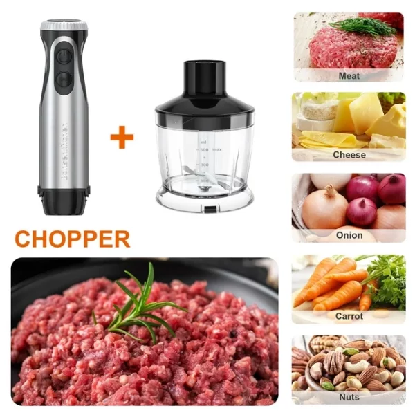 Bonsenkitchen Immersion Blender Handheld, Stainless Steel Hand Stick Blender, 20-Speed Hand Blender, Free Warranty
