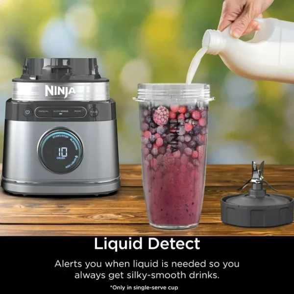 Ninja Detect Duo Power Blender + Single Serve with Blend Sense Technology, Platinum Silver, TB300