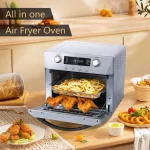 CUSIMAX 10-in-1 Air Fryer Oven, 24QT Convection Oven, Toaster Combo Oven with Rotisserie & Dehydrator, Rich Accessories, Silver