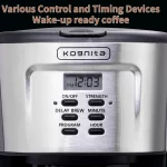 Kognita 12 Cup Coffee Maker, Programmable Coffee Machine & Ice Tea Maker with Glass Carafe, Drip Coffee Pot, Auto Keep Warm, Anti-Drip, 900W Quick Brew, Strength Control, Black and Silver