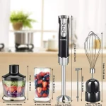 Hand Blender Set 500W 5-in-1 Immersion Stick Blender with 500ml Food Processor, 600ml Beaker, Egg Whisk, Milk Frother Whisk - 9 Speeds, Turbo Button, Lightweight, BPA-Free, Black