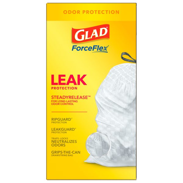 Glad ForceFlex Tall Kitchen Trash Bags, 13 Gallon, 40 Bags (Gain Original Scent, Febreze Freshness)