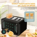 Gevi Black 4 Slice Toaster LED Display Touchscreen Toaster with Dual Control Panels/Reheat/Defrost