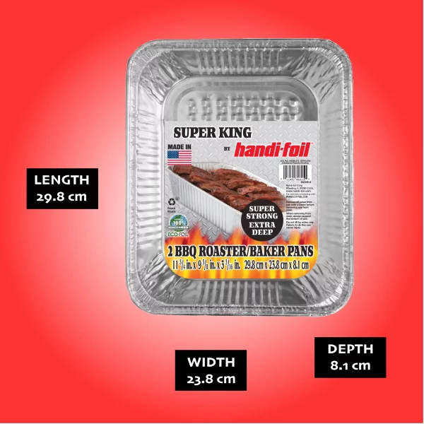 Handi-Foil Aluminum Foil Extra Deep King Roaster Baker, 2 Piece