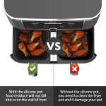 MMH 2Pcs Air Fryer Silicone Liners- Air Fryer Silicone Pot, Reusable Silicone Airfryer Liner Replacement Baking Tray Basket Insert, Non-stick, Easy Cleaning, Food Safe, Black