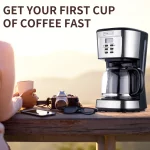 Kognita 12 Cup Coffee Maker, Programmable Coffee Machine & Ice Tea Maker with Glass Carafe, Drip Coffee Pot, Auto Keep Warm, Anti-Drip, 900W Quick Brew, Strength Control, Black and Silver