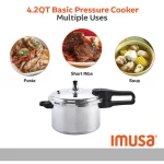 Imusa 4.2Qt Stovetop Aluminum Pressure Cooker with Safety Regulator