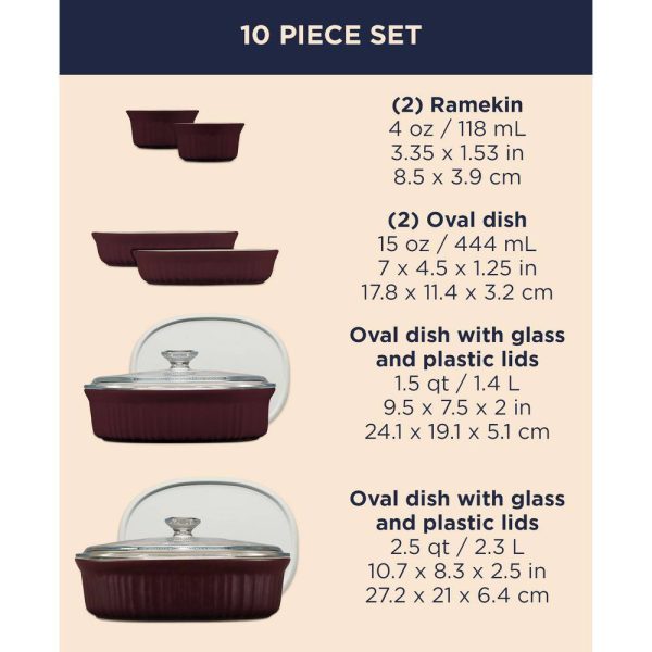 French Colors 10-Piece Bakeware Set, Cabernet