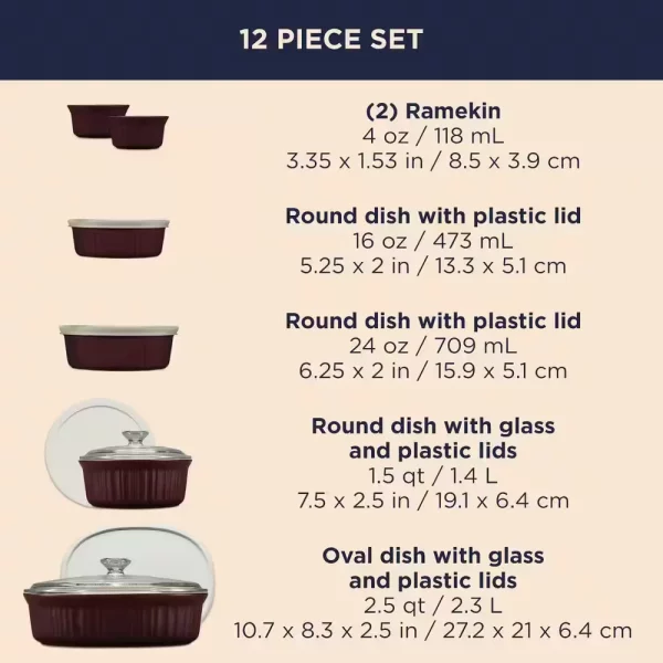 French Colors 12-Piece Bakeware Set, Cabernet