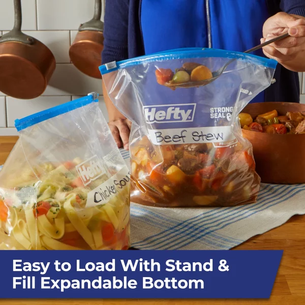 Hefty Slider Freezer Storage Bags, Gallon Size, 60 Count