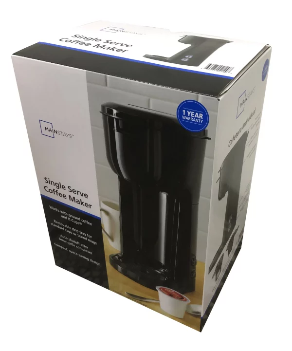 Mainstays Single Serve Coffee Maker, 1 cup Capsule or Ground Coffee, Black, New, Model 202140