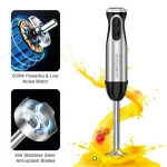 Bonsenkitchen Immersion Blender Handheld, Stainless Steel Hand Stick Blender, 20-Speed Hand Blender, Free Warranty