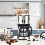 Kognita 12 Cup Coffee Maker, Programmable Coffee Machine & Ice Tea Maker with Glass Carafe, Drip Coffee Pot, Auto Keep Warm, Anti-Drip, 900W Quick Brew, Strength Control, Black and Silver