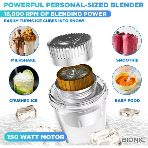 Bionic Blade Blender Portable Blender Powerful Cordless Blender with Travel Bottle New 6 Pieces