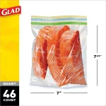 Glad Zipper Food & Freezer Storage Quart Bags, 46 Count