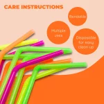Jacent Disposable Plastic Drinking Straws: 125 count per Pack, Bendable Neon Straws Great for Parties, Restaurants, Home - 1 pack / 125 straws