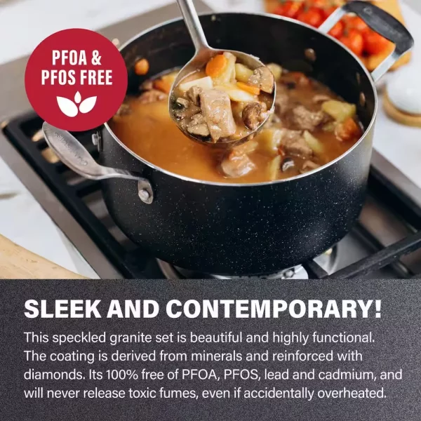 10-Piece Aluminum Ultra-Durable Non-Stick Diamond Infused Cookware Set with Glass Lids