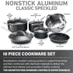 10-Piece Aluminum Ultra-Durable Non-Stick Diamond Infused Cookware Set with Glass Lids