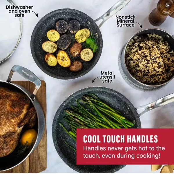 10-Piece Aluminum Ultra-Durable Non-Stick Diamond Infused Cookware Set with Glass Lids