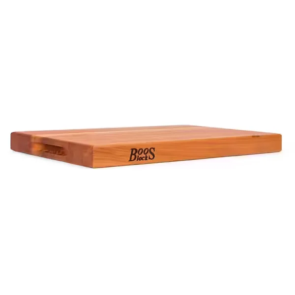 18 in. x 12 in. Rectangle Cherry Wood Reversible Cutting Board Block with Handles