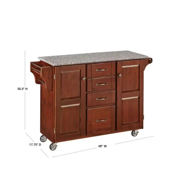 Create-a-Cart Cherry Kitchen Cart with Salt and Pepper Granite Top