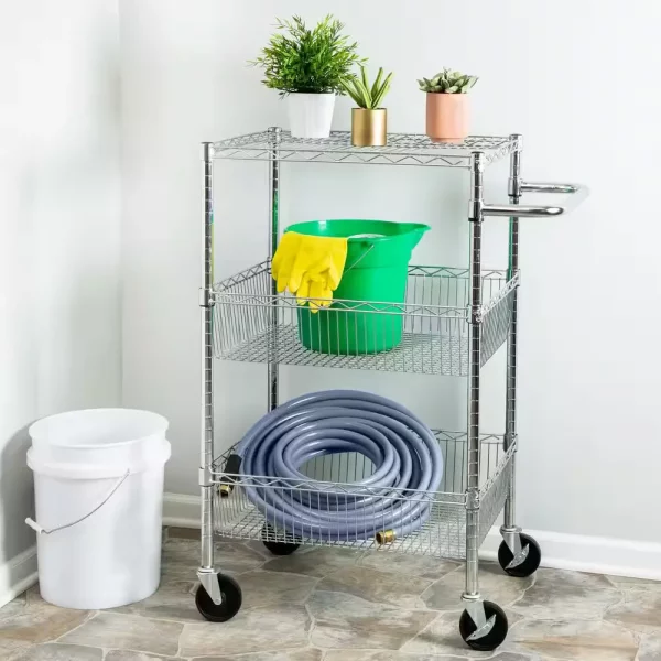 3-Shelf Chrome Rolling Cart