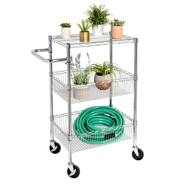 3-Shelf Chrome Rolling Cart