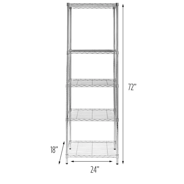 Chrome 5-Tier Metal Wire Shelving Unit (18 in. W x 72 in. H x 24 in. D)