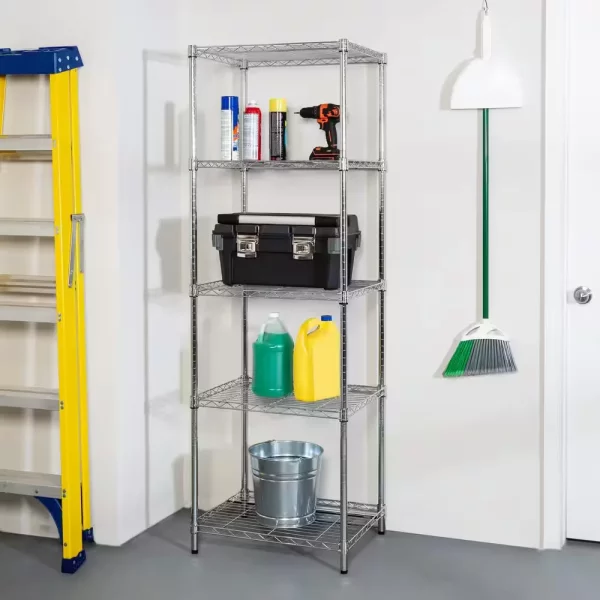 Chrome 5-Tier Metal Wire Shelving Unit (18 in. W x 72 in. H x 24 in. D)