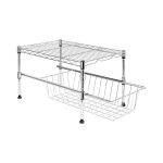 1-Shelf Chrome Pantry Organizer with Pull Out Basket