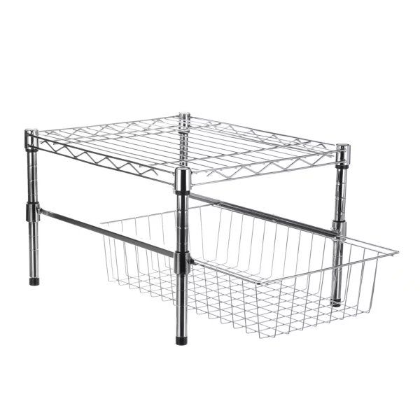 1-Tier Chrome Stacking Cabinet Organizer