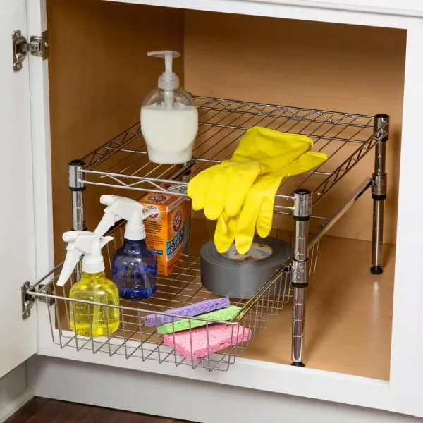 1-Tier Chrome Stacking Cabinet Organizer