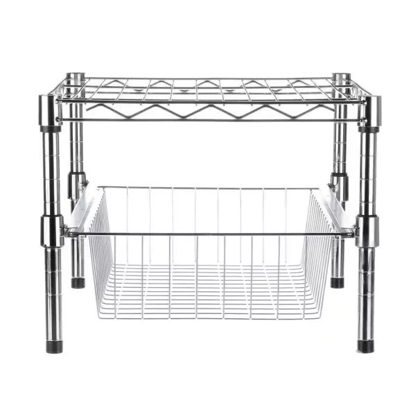 1-Tier Chrome Stacking Cabinet Organizer