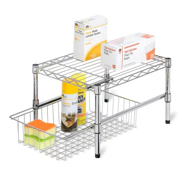 1-Tier Chrome Stacking Cabinet Organizer