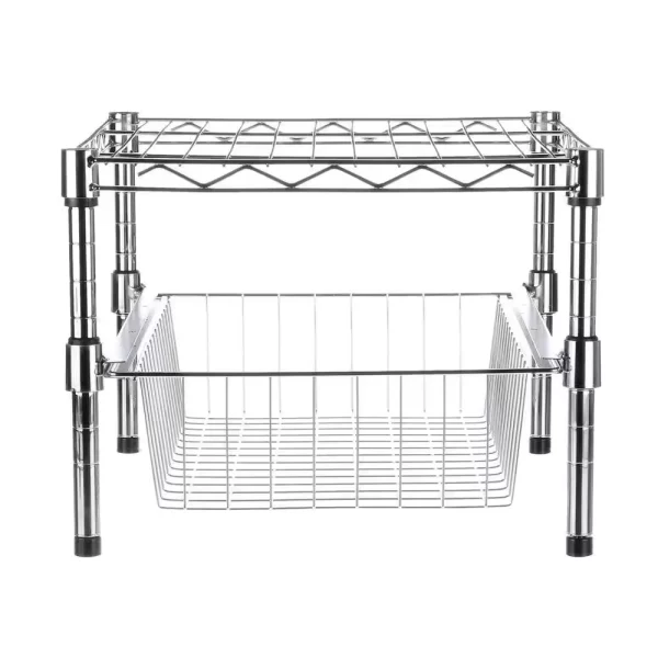1-Tier Chrome Stacking Cabinet Organizer