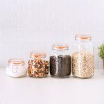 3 Pack 4-Piece in Clear Glass Canister Set with Clamping Lids