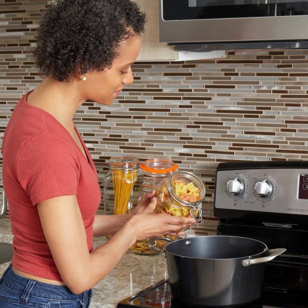 3 Pack 4-Piece in Clear Glass Canister Set with Clamping Lids