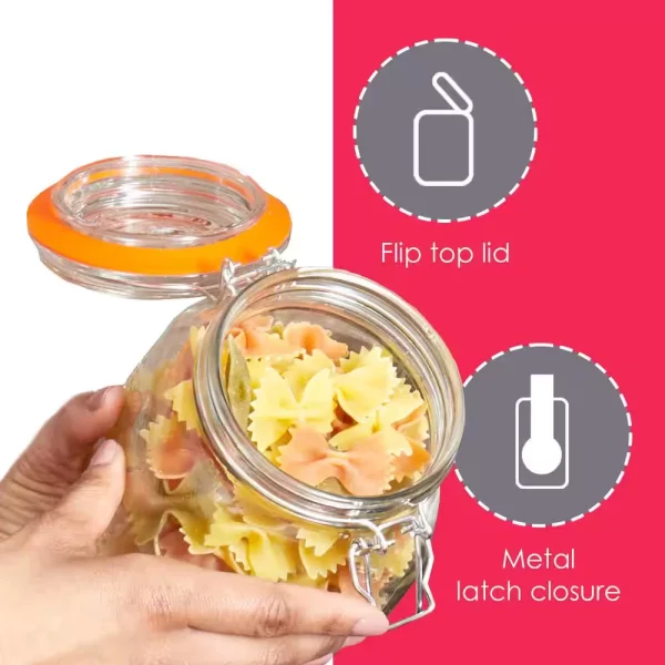 3 Pack 4-Piece in Clear Glass Canister Set with Clamping Lids