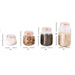 3 Pack 4-Piece in Clear Glass Canister Set with Clamping Lids
