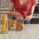 3 Pack 4-Piece in Clear Glass Canister Set with Clamping Lids