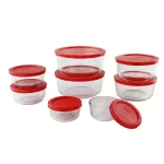 Simply Store 16-Piece Round Glass Storage Set with Red Lids