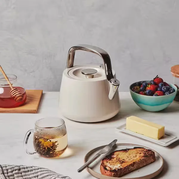 Stovetop Whistling Tea Kettle in Cream
