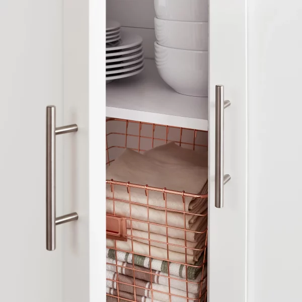 Glenville Cream White Rolling Kitchen Cart with Butcher Block Top and Double-Drawer Storage (42" W)