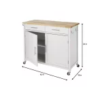 Glenville Cream White Rolling Kitchen Cart with Butcher Block Top and Double-Drawer Storage (42" W)