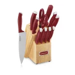Color Pro Collection 12-Piece Red Handled Block Cutlery Set