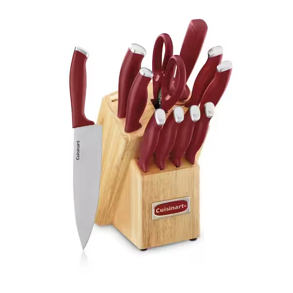 Color Pro Collection 12-Piece Red Handled Block Cutlery Set