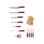 Color Pro Collection 12-Piece Red Handled Block Cutlery Set
