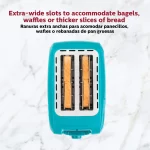 Holstein Housewares 2-Slice Toaster Teal with Defrost and Reheat Function