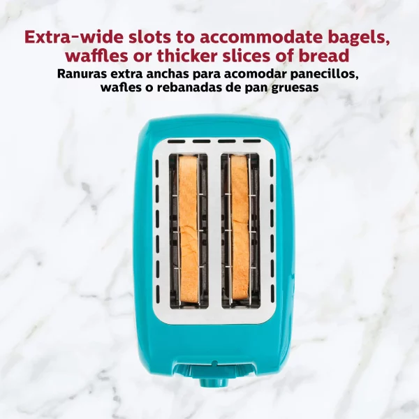 Holstein Housewares 2-Slice Toaster Teal with Defrost and Reheat Function