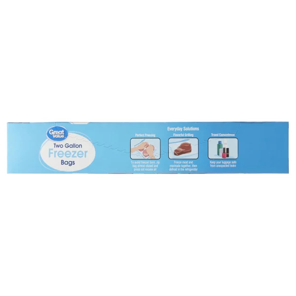 Great Value Double Zipper Freezer Bags, 2 Gallon, 10 Count